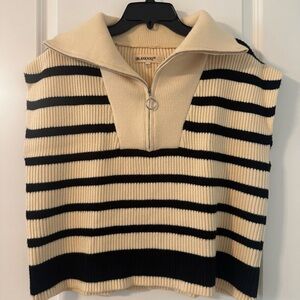 Striped Black and Cream Sweater Vest